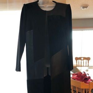 Calvin Klein knee length leather and suede coat